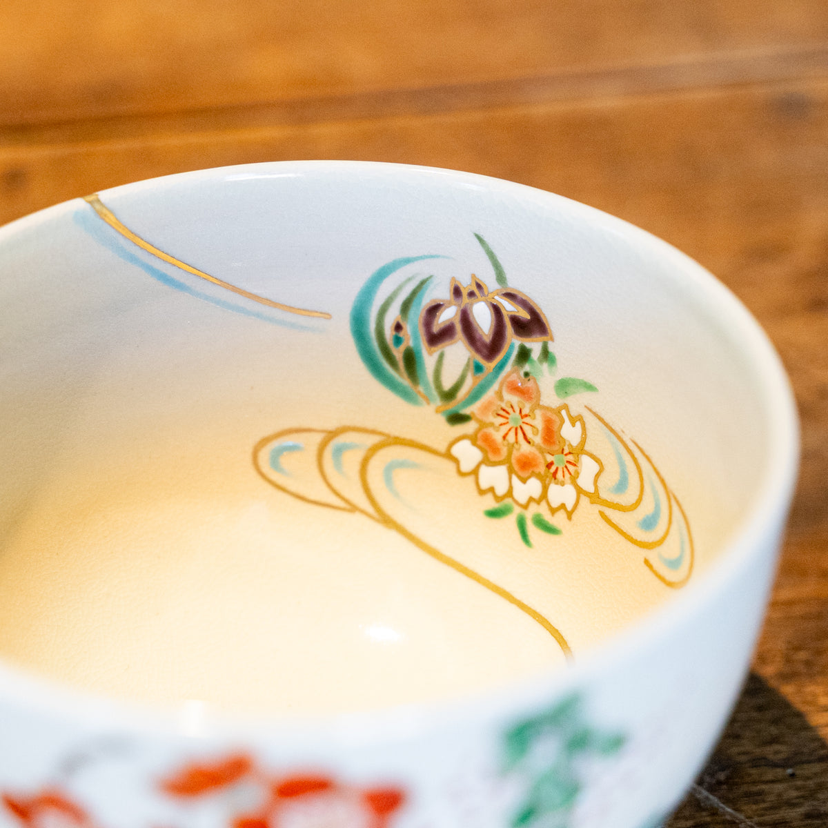 Matcha Bowl 18 - Floral Roundels and Flowing Water