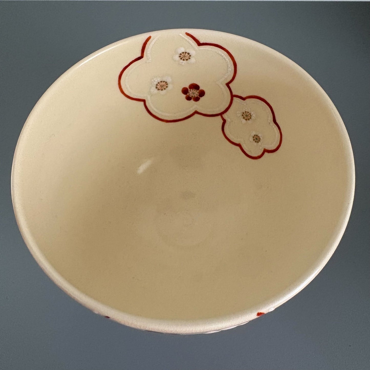 Kyoto Ware Matcha Bowl “Red and White Plum Blossoms”