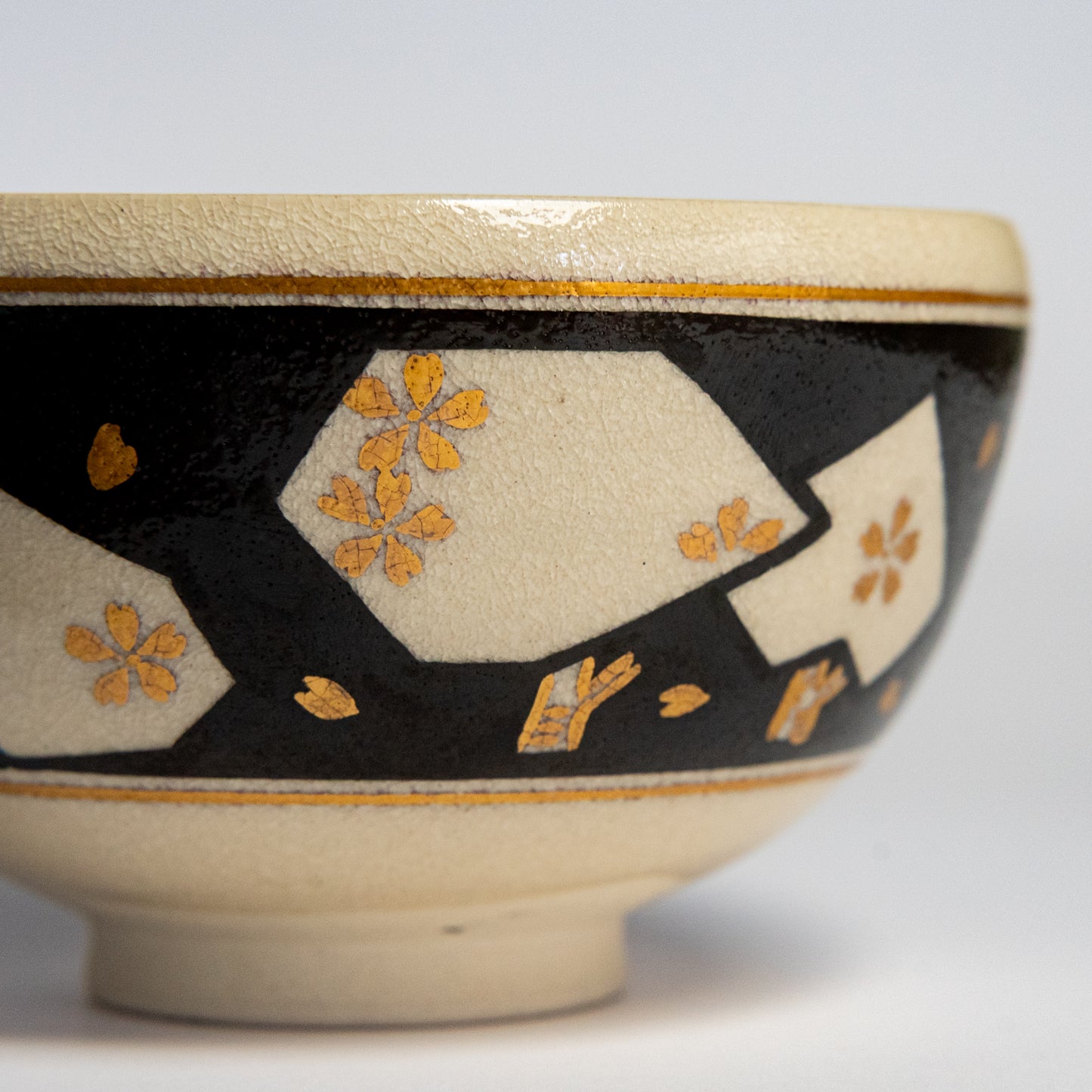 Matcha Bowl - Satsuma Ware "Kagee Sakura" (Cherry Blossom Silhouette Design)