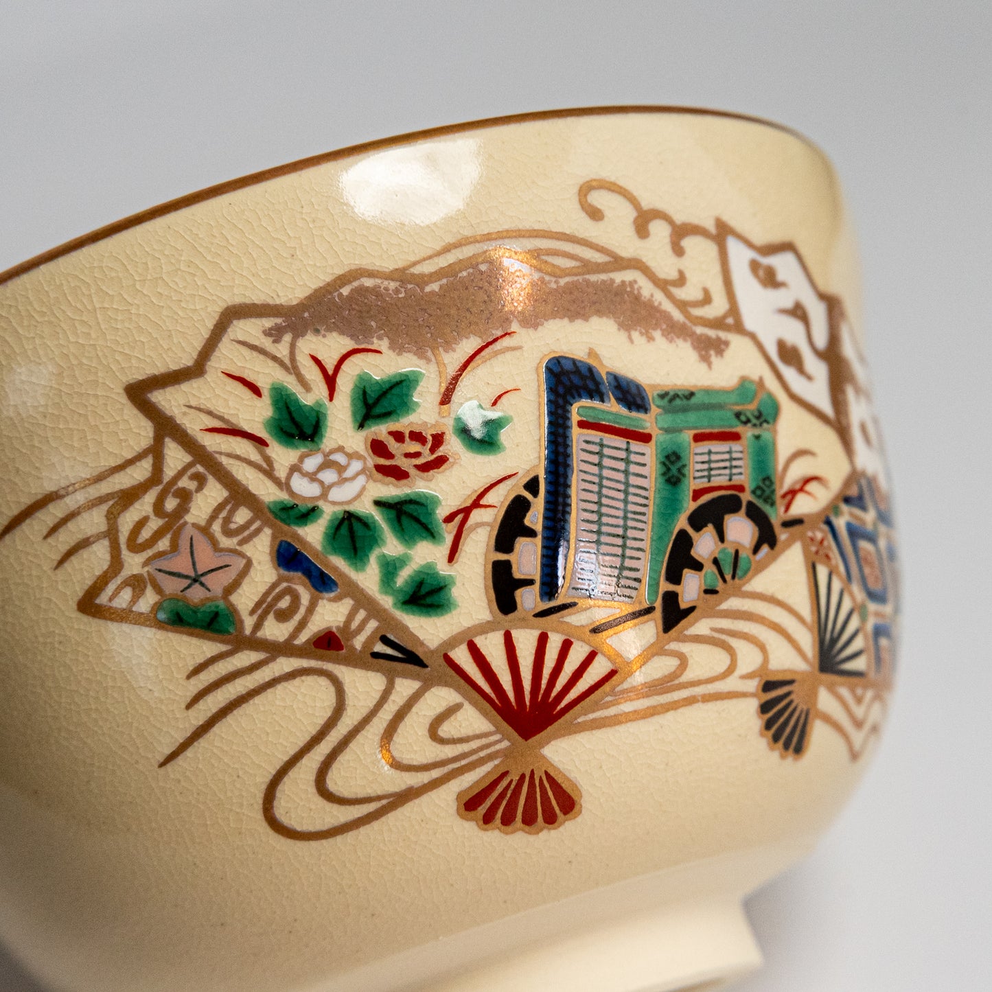Matcha Bowl - Goshoguruma (Imperial Carriage) Ninsei Style Kyoto Ware