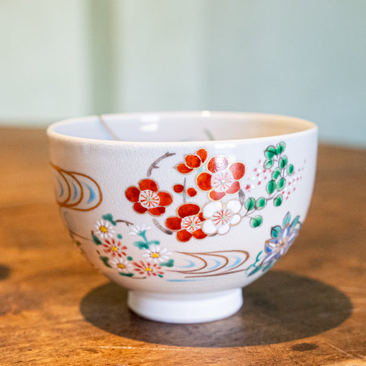 Matcha Bowl 18 - Floral Roundels and Flowing Water